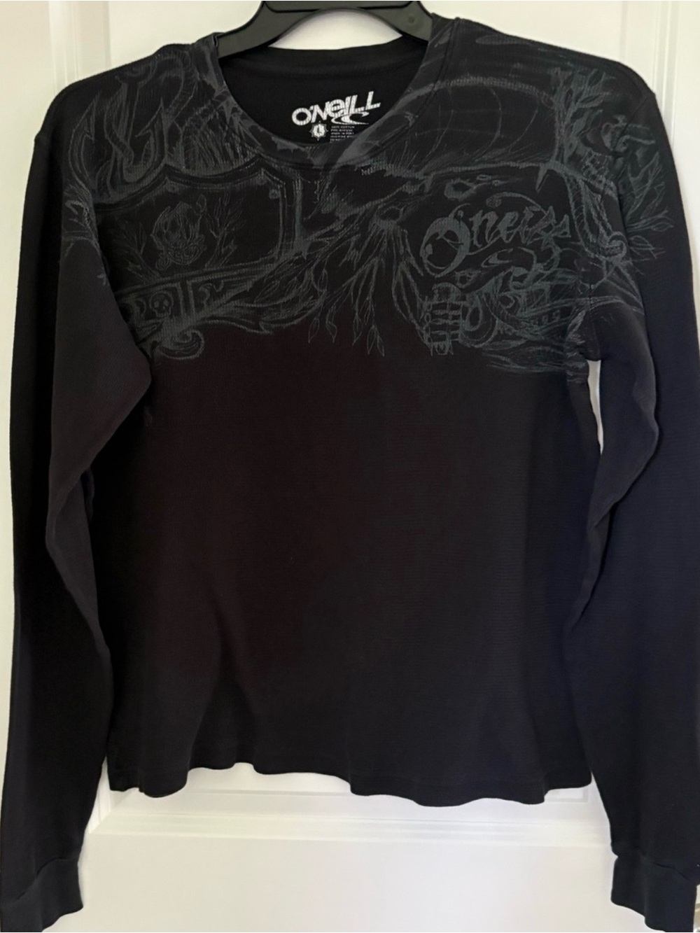 O'Neill Men's Black Graphic Long-Sleeve Sweater SZ-LARGE